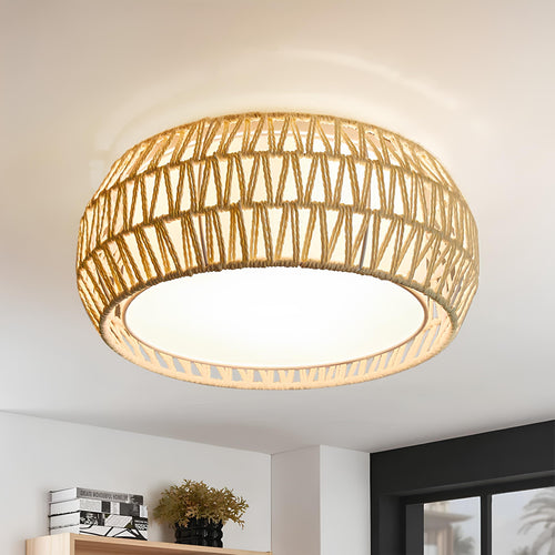 Bamboo flush mount ceiling light for low ceilings - Verona by Akway