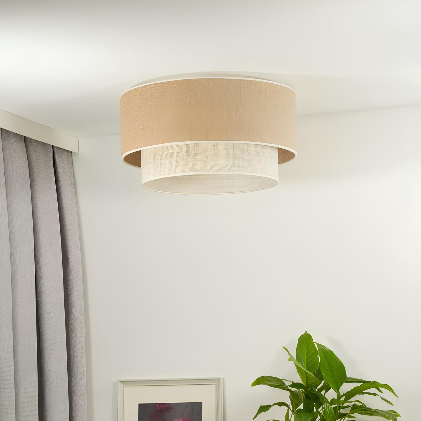 Ceiling Flush Mount Lamp for Living Room | Jute Pendant light | Jute ceiling light - Rushka - Akway Uncategorized (Image 6)