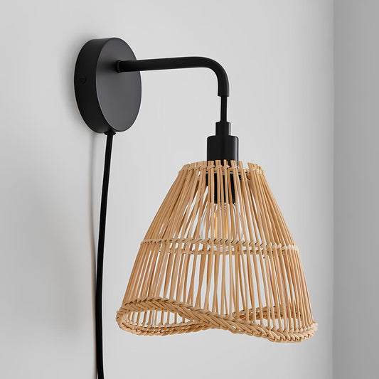 Bamboo Wall lamps For Living Room | Rattan Wall scones | Wicker Wall Lamps | Cane Wall Scones - Krisha - Akway