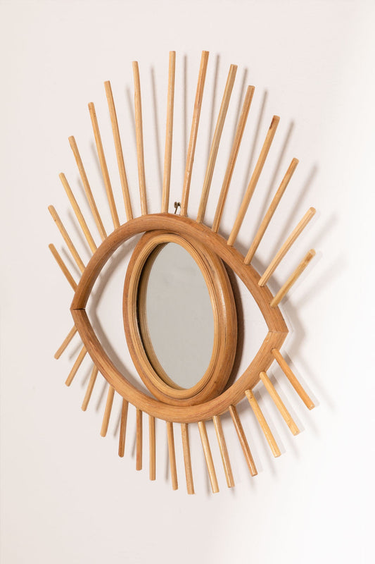 Bamboo Wall Mirror for living room | Cane Wall Mirror | Rattan Mirror - Mirai - Akway