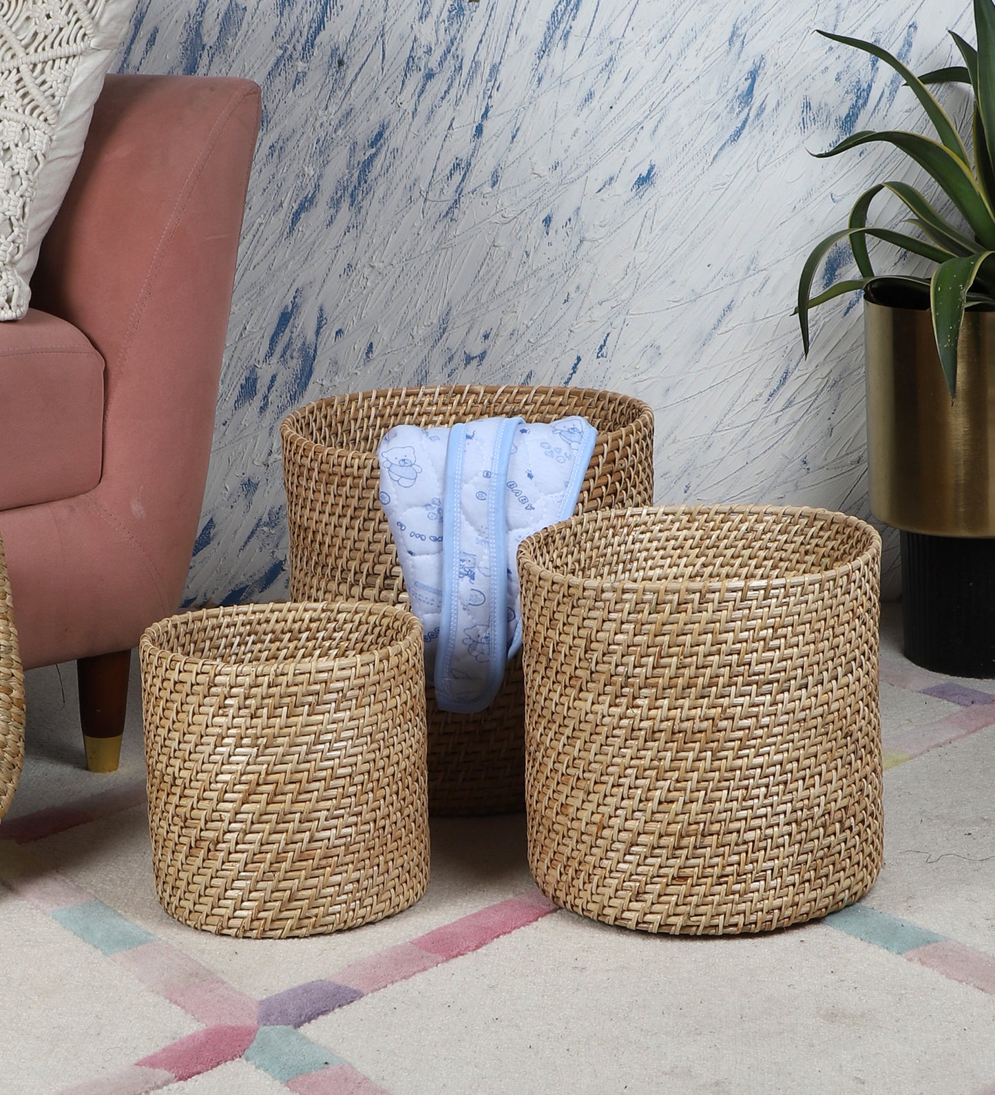 Rattan Planter | Cane Laundry Bin | Bamboo toy Storage - Mirai - Akway