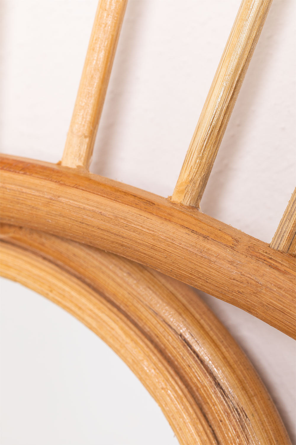 Bamboo Wall Mirror for living room | Cane Wall Mirror | Rattan Mirror - Mirai - Akway