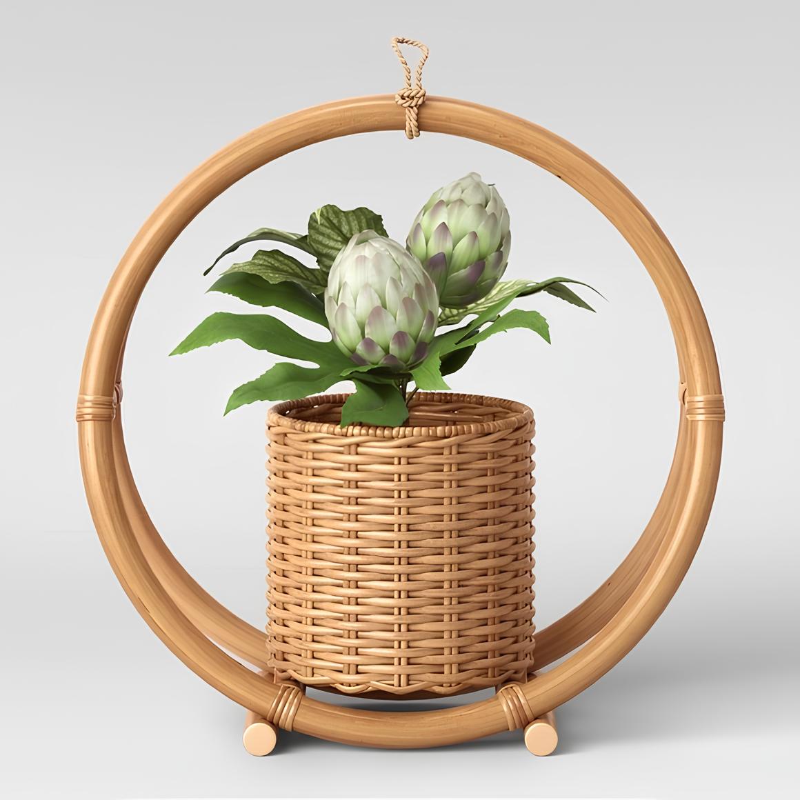 Rattan Hanging Plant Pots | Cane Hanging Flower Pots | Bamboo Hanging Planters - Ishita - Akway