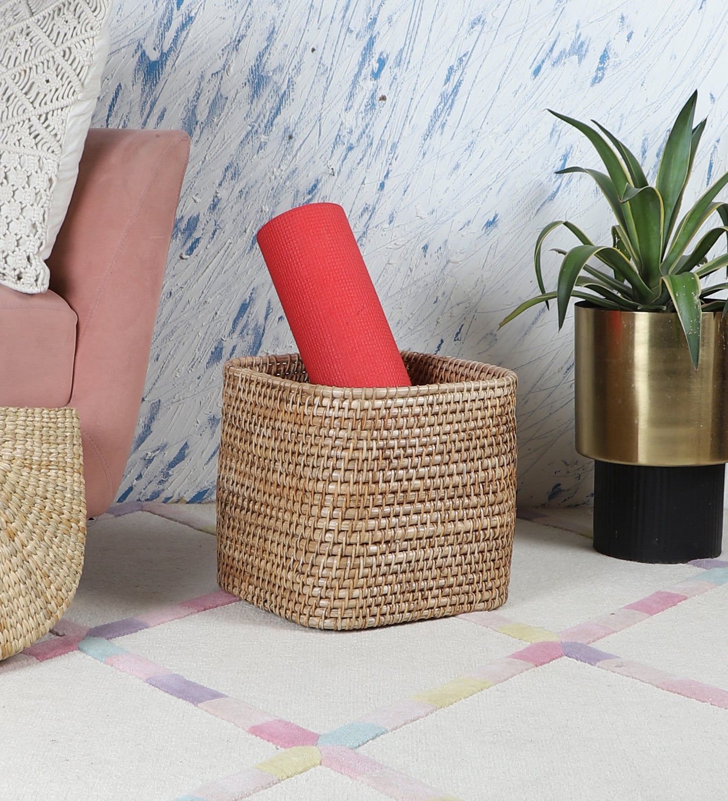 Rattan Planter | Cane Laundry Bin | Bamboo toy Storage - Navya - Akway