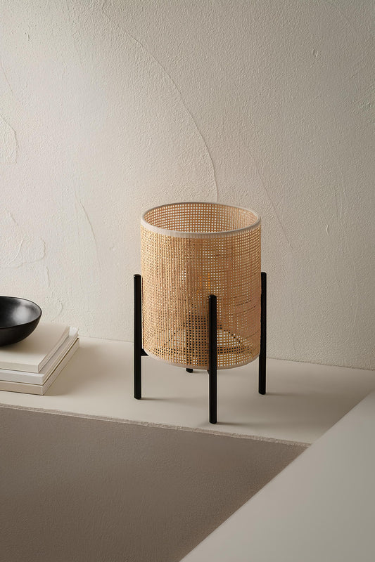 Rattan Table lamp for Living room | Bamboo Bedside table lamp | Cane Table lamp - Mirai - Akway