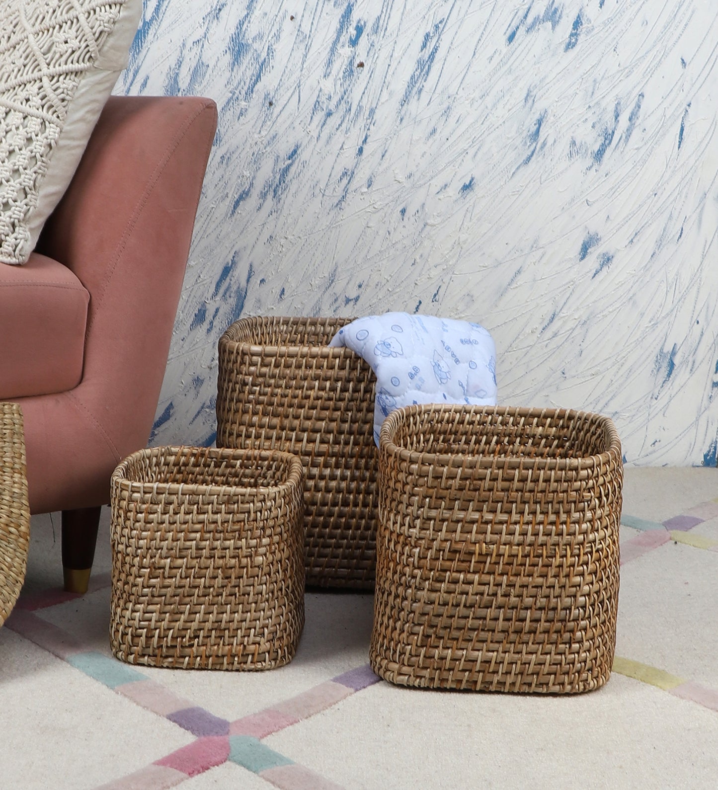 Rattan Planter | Cane Laundry Bin | Bamboo toy Storage - Navya - Akway