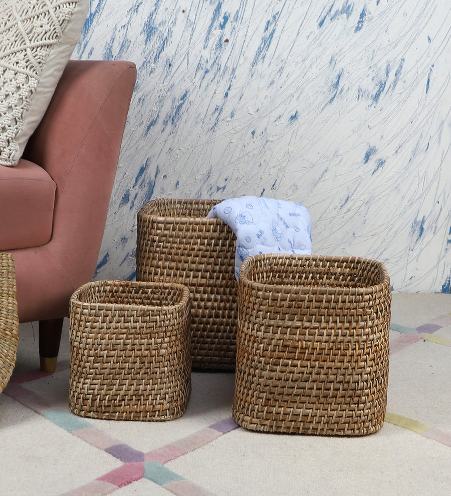 Rattan Planter | Cane Laundry Bin | Bamboo toy Storage - Navya by Akway