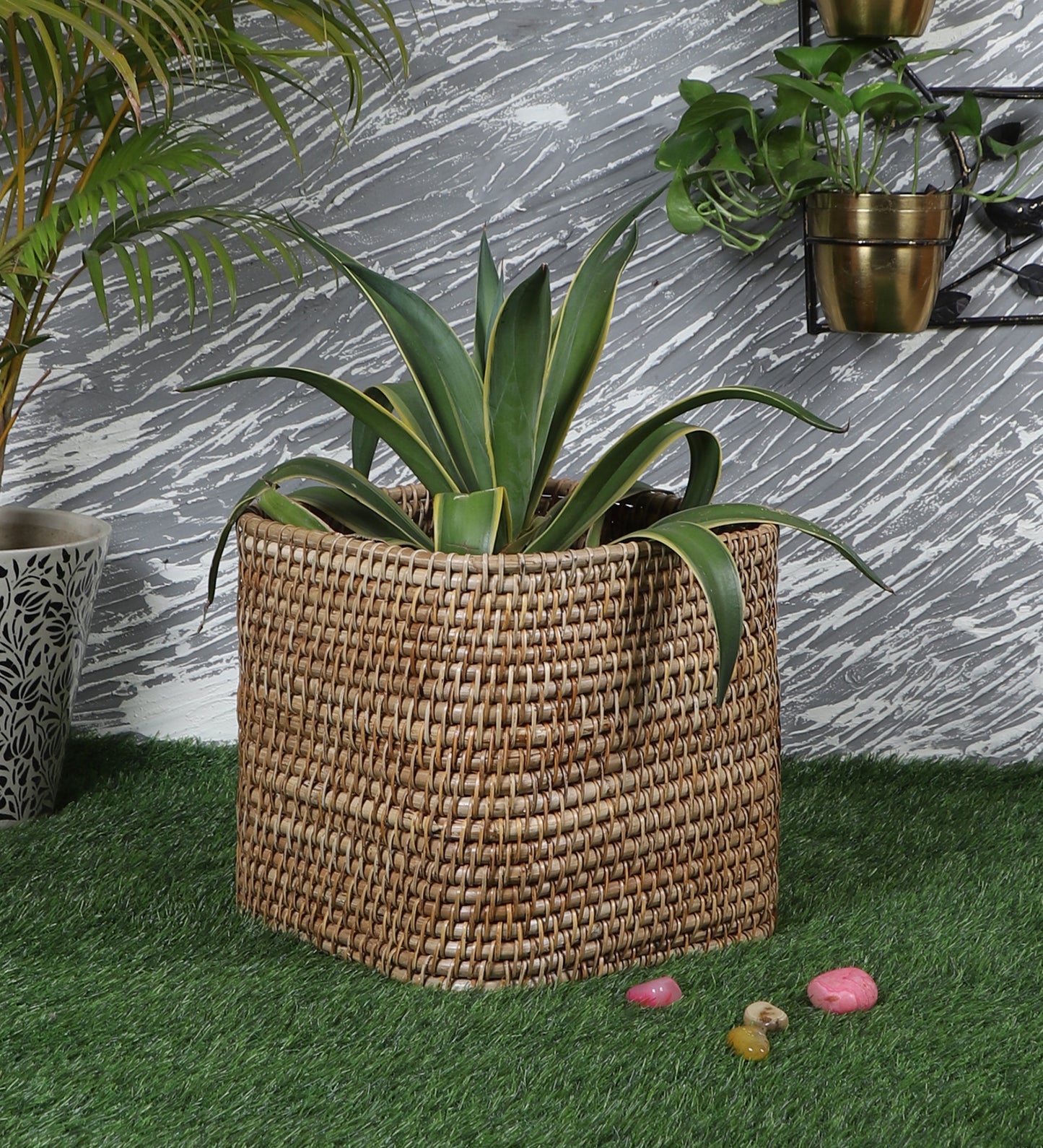 Rattan Planter | Cane Laundry Bin | Bamboo toy Storage - Navya - Akway