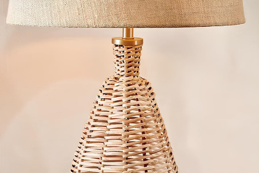 Rattan Table lamp for Living room | Bamboo Bedside table lamp | Cane Table lamp -Navya by Akway