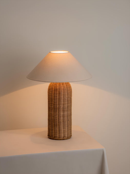 Rattan Table lamp for Living room | Bamboo Bedside table lamp | Cane Table lamp -Rebecca - Akway