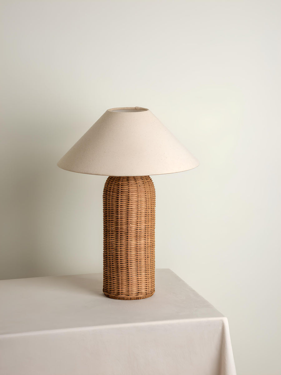 Rattan Table lamp for Living room | Bamboo Bedside table lamp | Cane Table lamp -Quana by Akway