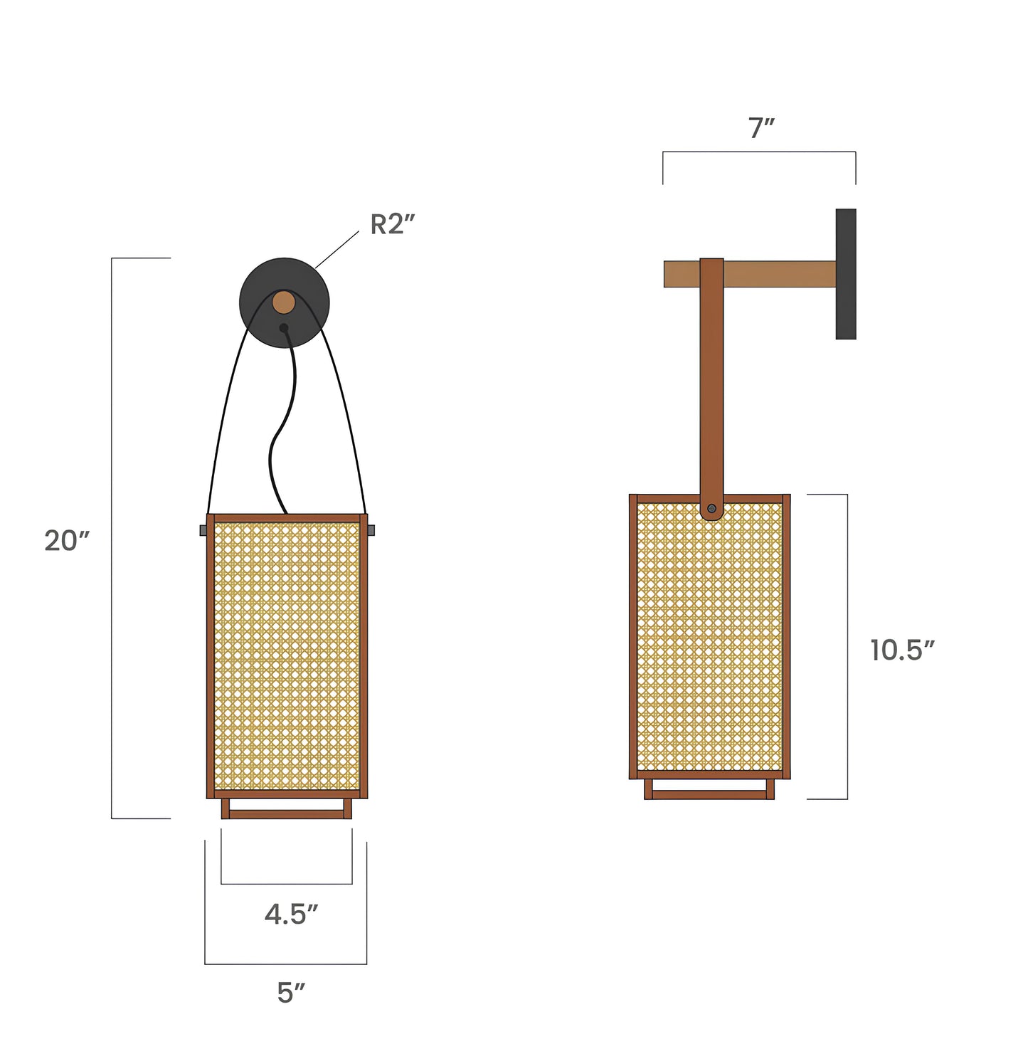 Rattan Hanging lamp for Living Room | Cane Pendant light | Wicker ceiling light - Aayu - Akway Lighting -> Pendant Lamp (Imag