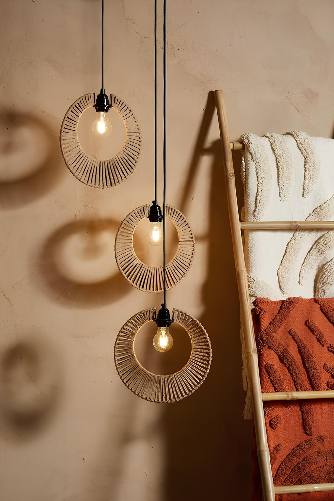 Jute Hanging lamp for Living Room | Jute Pendant light | Jute ceiling light - Anant - Akway Uncategorized (Image 1)