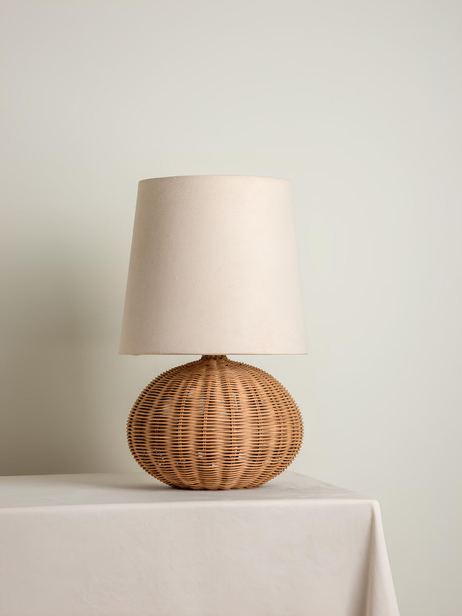 Rattan Table lamp for Living room | Bamboo Bedside table lamp | Cane Table lamp - SUN by Akway
