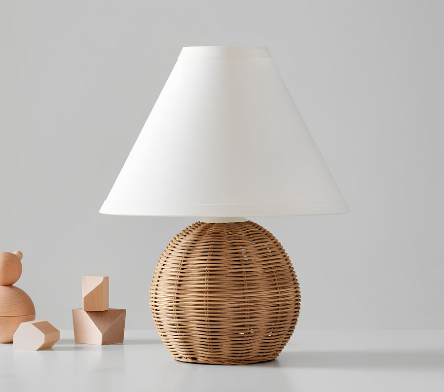 Rattan Table lamp for Living room | Bamboo Bedside table lamp | Cane Table lamp -Taara by Akway