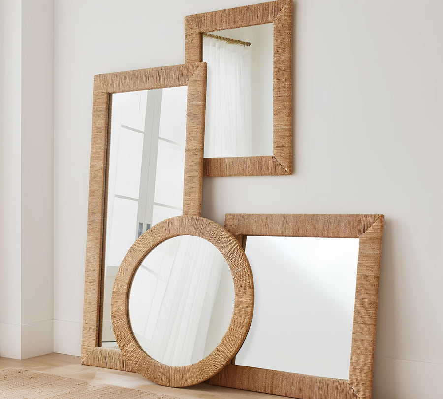 Bamboo Floor Mirror for living room | Cane Mirror | Rattan Mirror - Chahna - Akway Uncategorized (Image 3)