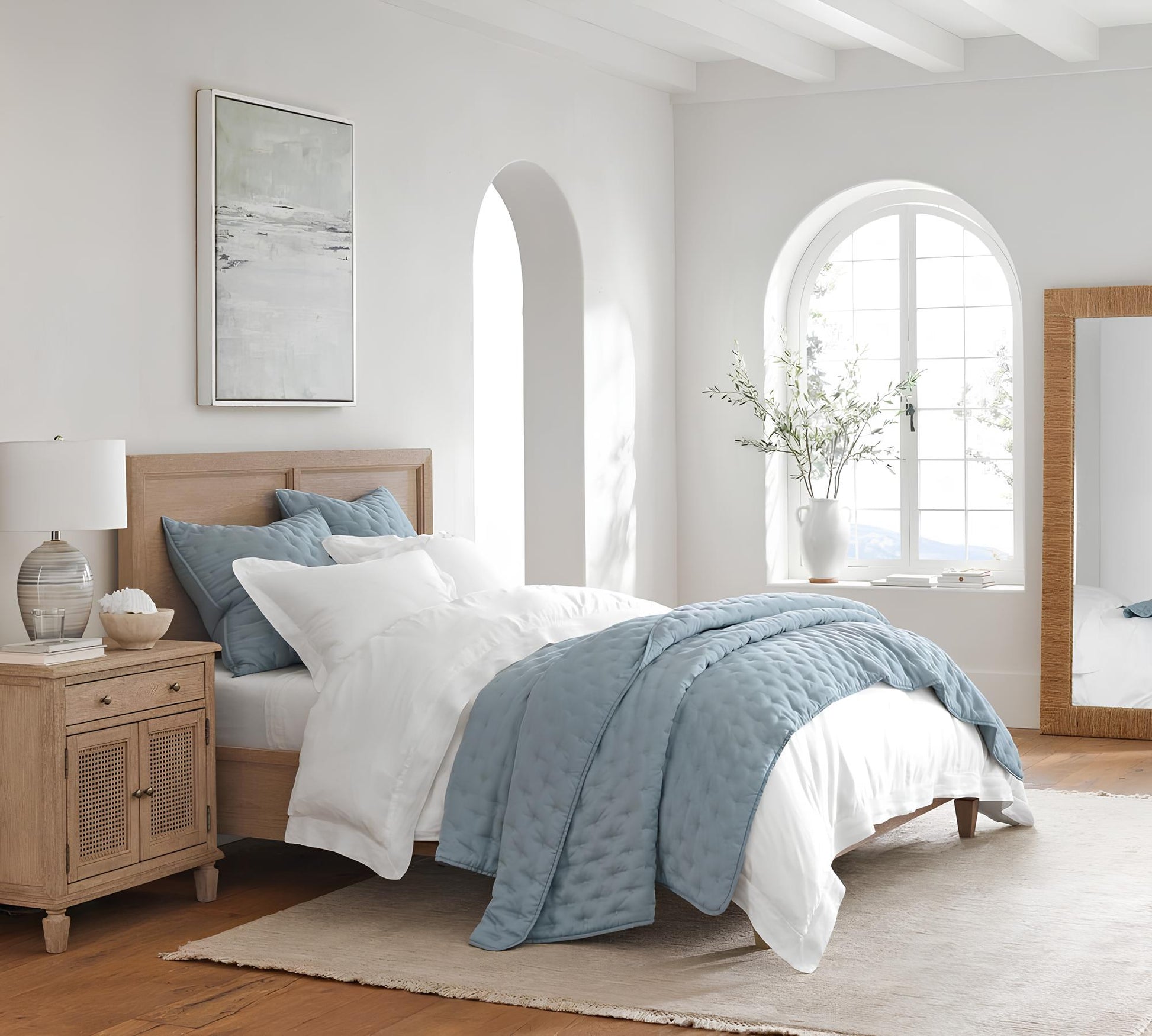 Bamboo Floor Mirror for living room | Cane Mirror | Rattan Mirror - Chahna - Akway Uncategorized (Image 4)