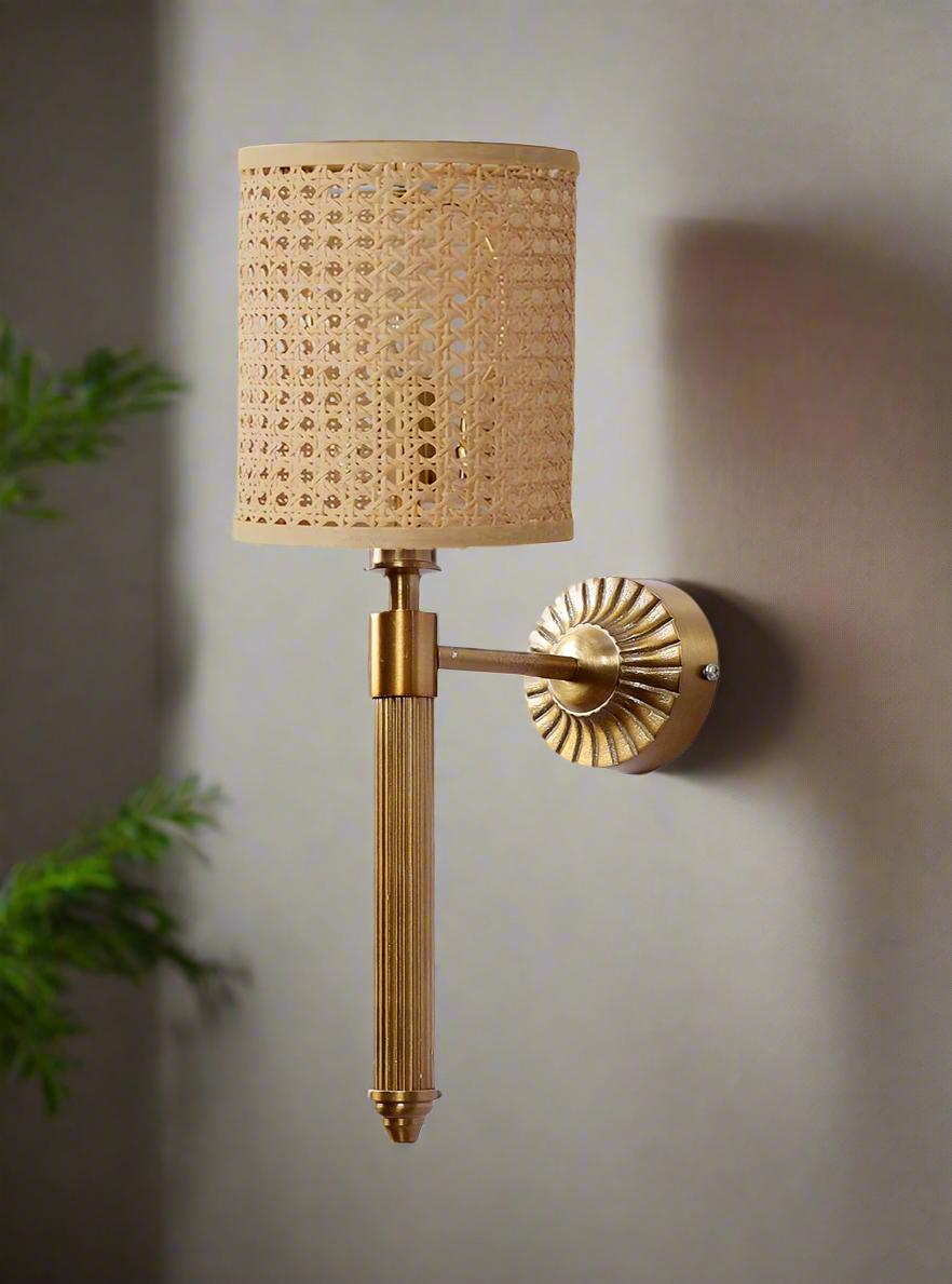 Bamboo Wall Lamp For Living Room | Rattan Wall Scone - Eshana - Akway Lighting > Wall Lamps & Sconces (Image 5)