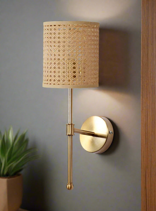 Rattan Wall Lamp For Living Room | Cane Wall Light - Avni - Akway Lighting > Wall Lamps & Sconces (Image 1)