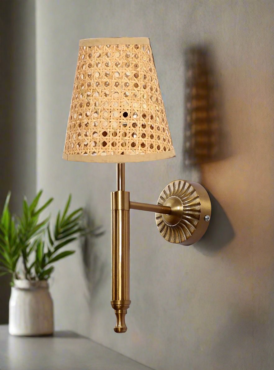 Cane Wall Lamp For Living Room | Bamboo Wall Scone - Jalsa - Akway Lighting > Wall Lamps & Sconces (Image 3)