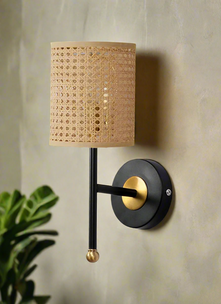 Rattan Wall Lamp For Living Room | Bamboo Wall Scone - Anusha - Akway Lighting > Wall Lamps & Sconces (Image 6)