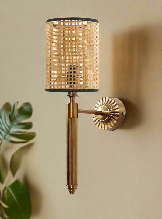 Bamboo Wall Lamp For Living Room | Rattan Wall Light - Alka - Akway Lighting > Wall Lamps & Sconces (Image 1)