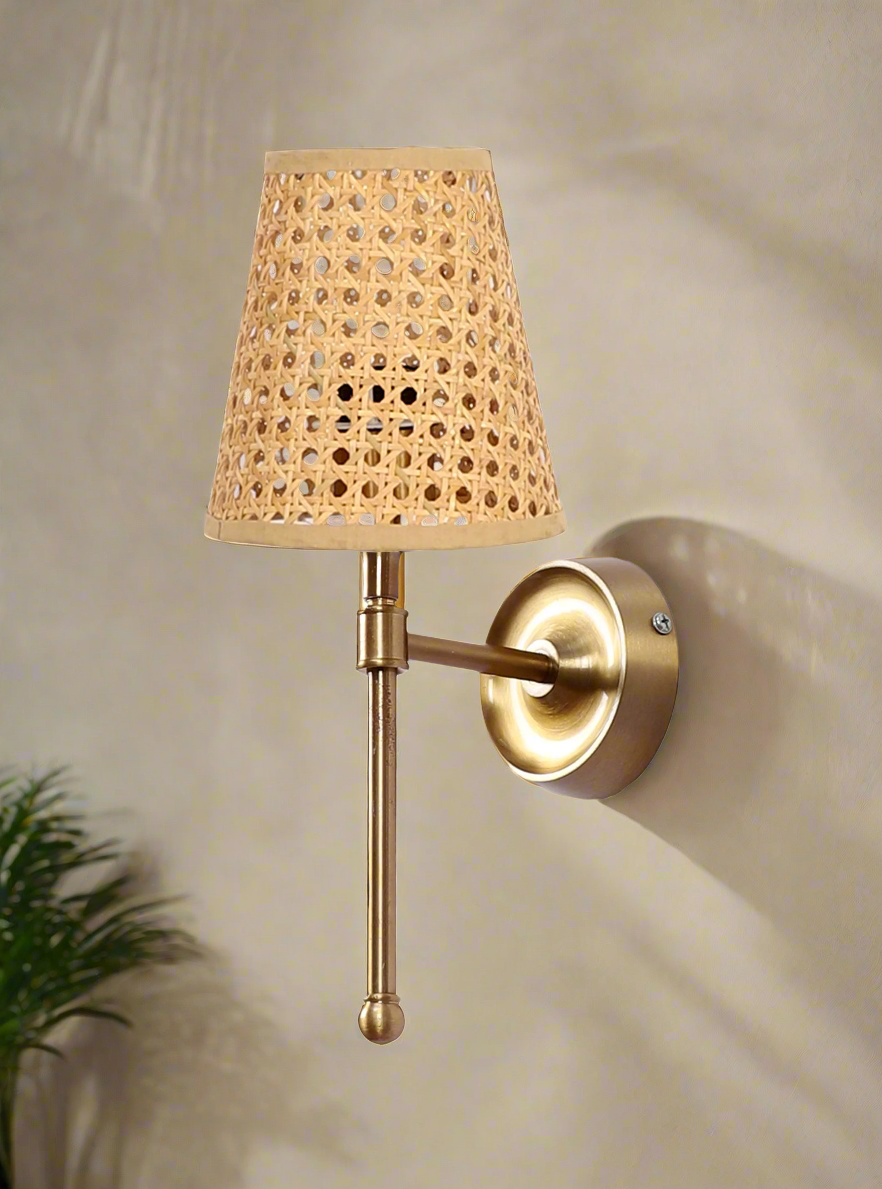 Bamboo Wall Lamp For Living Room | Cane Wall Light - Jagvi - Akway Lighting > Wall Lamps & Sconces (Image 5)
