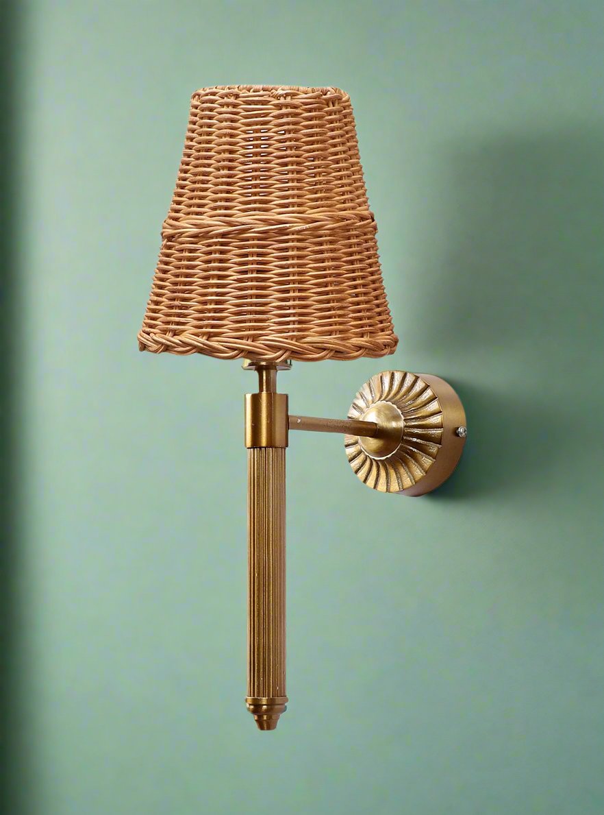 Rattan Wall Light For Living Room | Cane Wall Lamp- Hiral - Akway Lighting > Wall Lamps & Sconces (Image 1)
