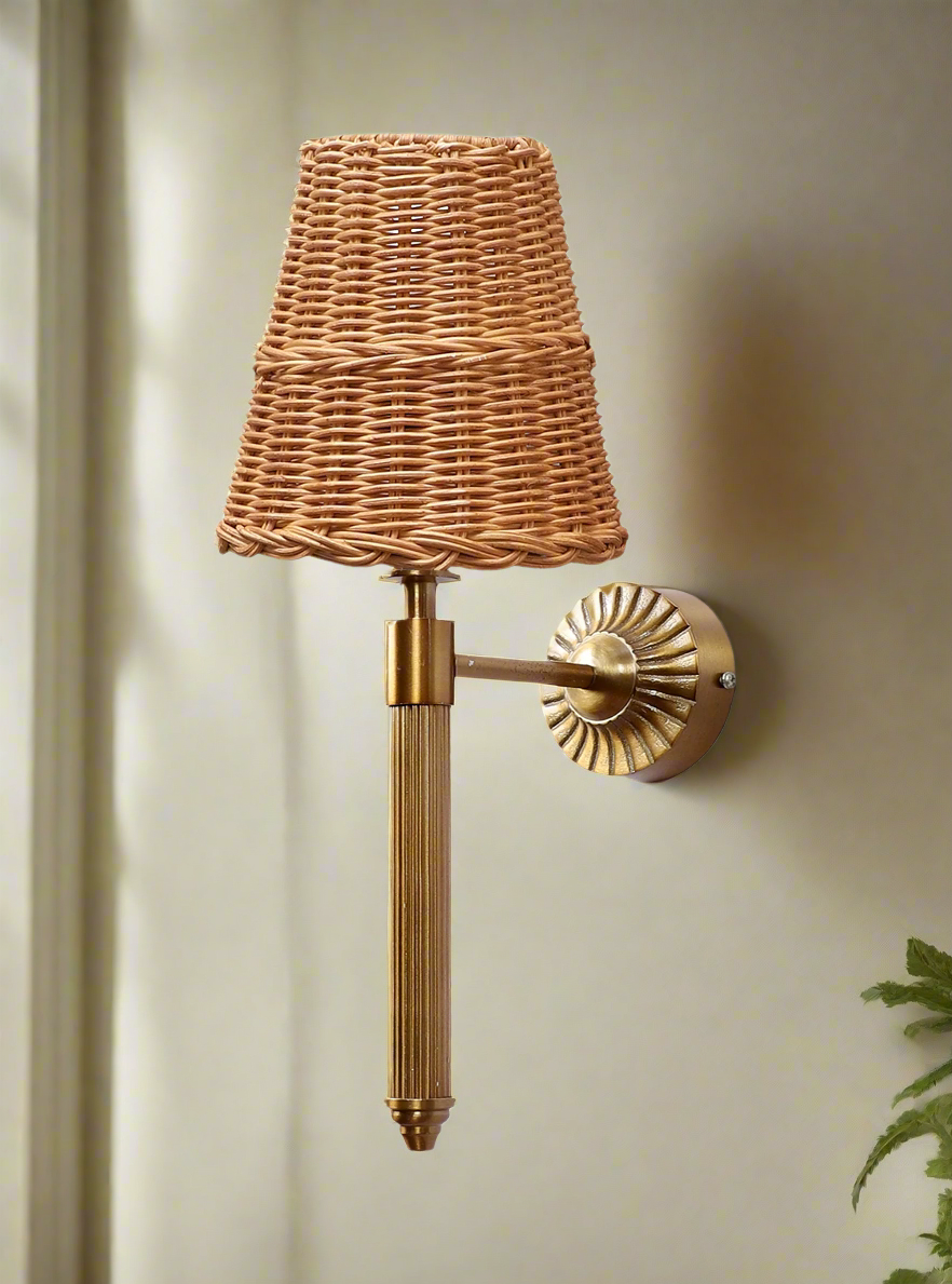 Rattan Wall Light For Living Room | Cane Wall Lamp- Hiral - Akway Lighting > Wall Lamps & Sconces (Image 6)