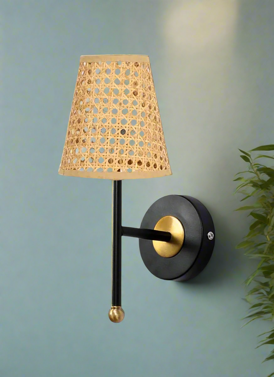 Rattan Wall Lamp For Living Room | Bamboo Wall Light - Ishani - Image 2