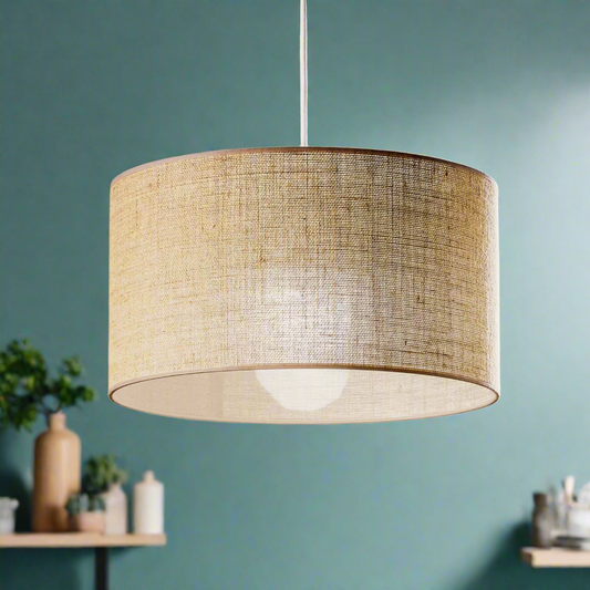 Jute Pendant Light for Living Room | Jute Hanging Lamp - Jasmit - Akway Home > Ceiling Lights (Image 1)