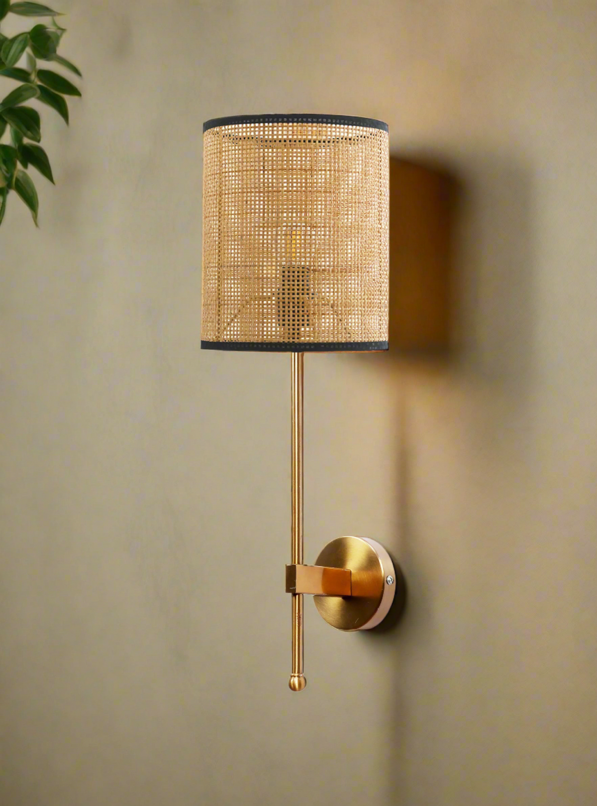 Bamboo Wall Light For Living Room | Cane Wall Lamp - Chaaya - Akway Lighting > Wall Lamps & Sconces (Image 6)