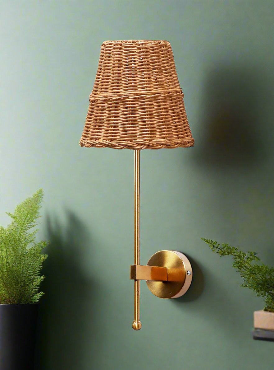 Cane Wall Light For Living Room | Bamboo Wall Lamp - Isha - Akway Lighting > Wall Lamps & Sconces (Image 1)