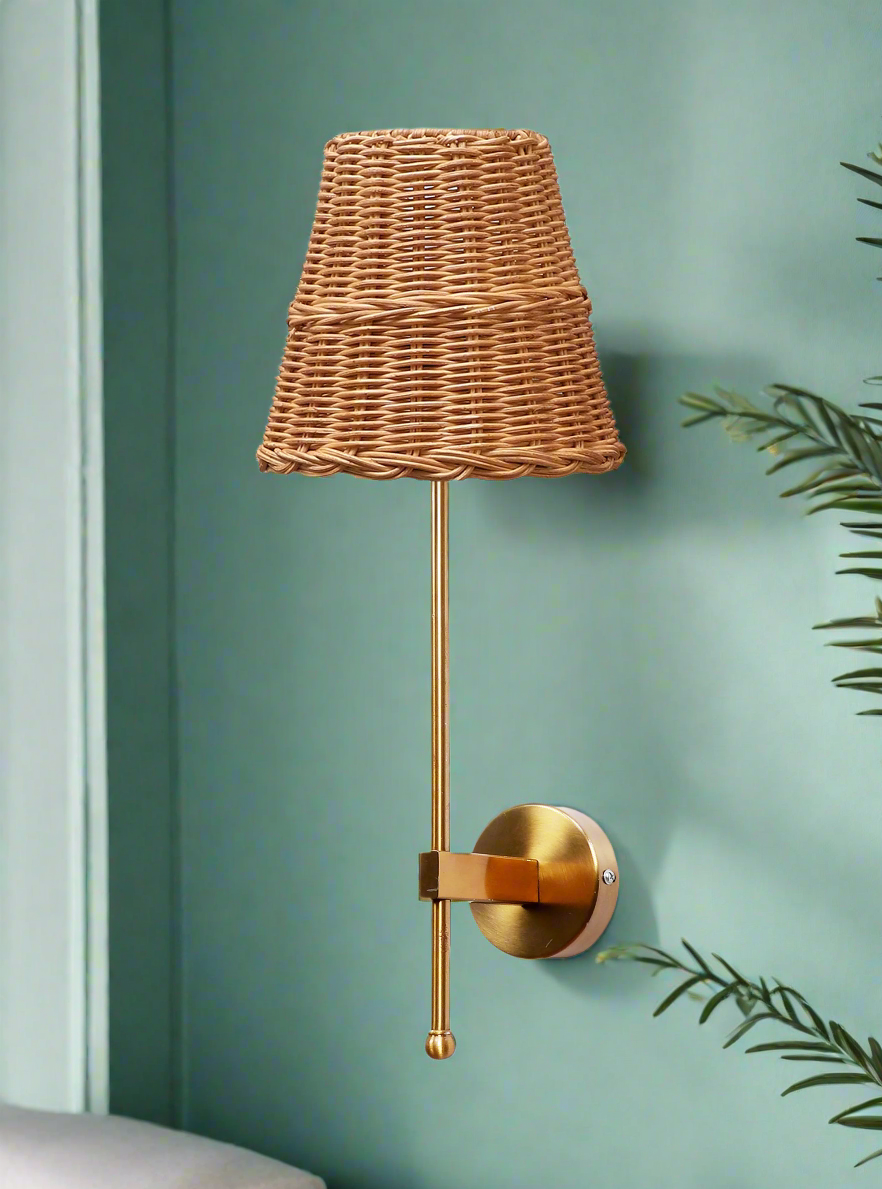 Cane Wall Light For Living Room | Bamboo Wall Lamp - Isha - Akway Lighting > Wall Lamps & Sconces (Image 5)