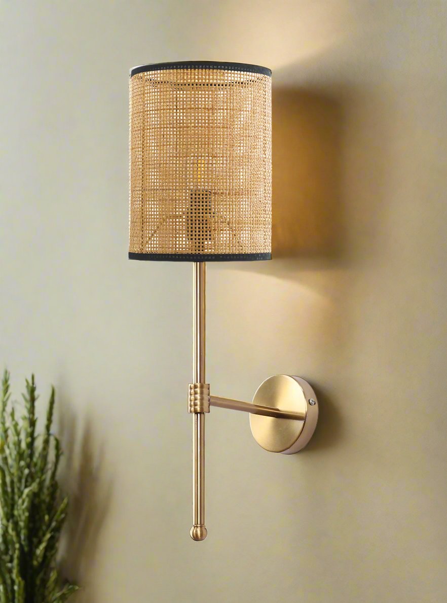 Rattan Wall Light For Living Room | Cane Wall Light - Amaira - Akway Lighting > Wall Lamps & Sconces (Image 7)