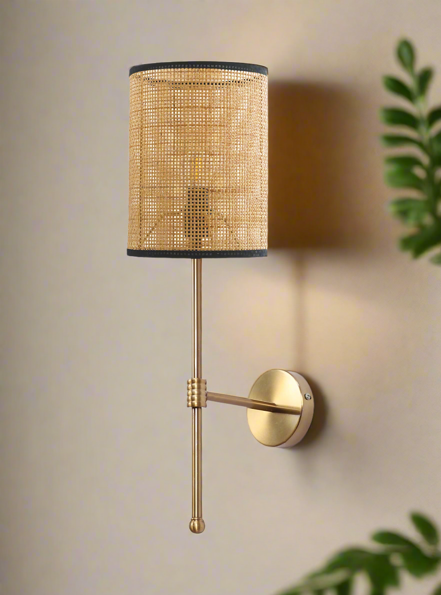 Rattan Wall Light For Living Room | Cane Wall Light - Amaira - Akway Lighting > Wall Lamps & Sconces (Image 1)