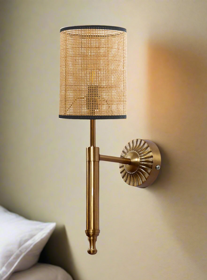 Rattan Wall Lamp For Living Room | Rattan Wall Light - Advika - Akway Lighting > Wall Lamps & Sconces (Image 4)