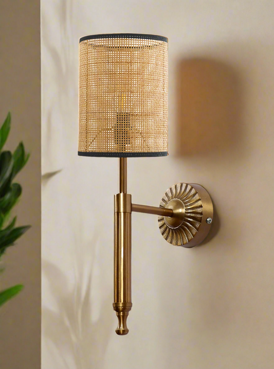 Rattan Wall Lamp For Living Room | Rattan Wall Light - Advika - Akway Lighting > Wall Lamps & Sconces (Image 1)