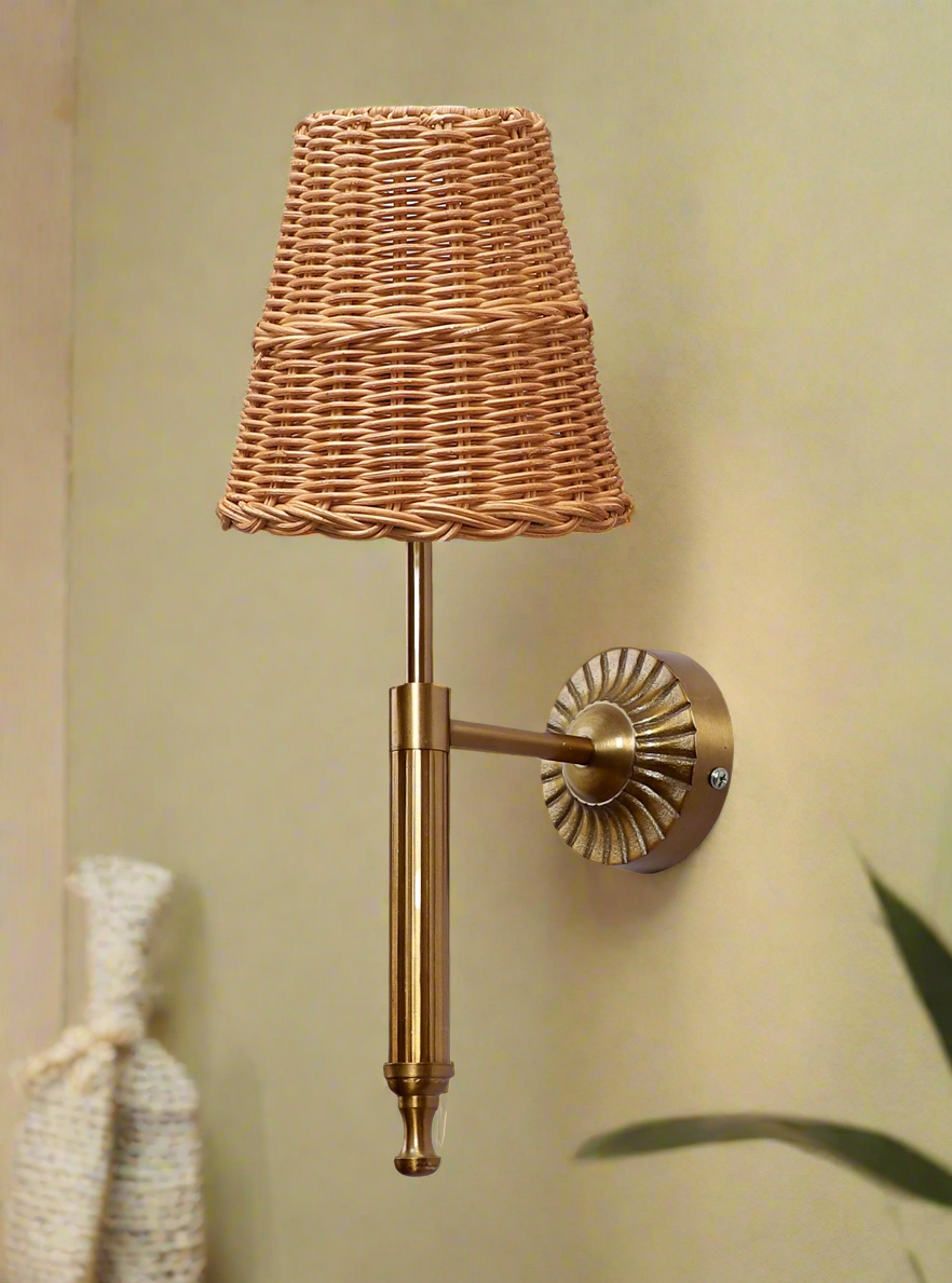 Rattan Wall Lamp For Living Room | Bamboo Wall Scone - Hema - Akway Lighting > Wall Lamps & Sconces (Image 1)
