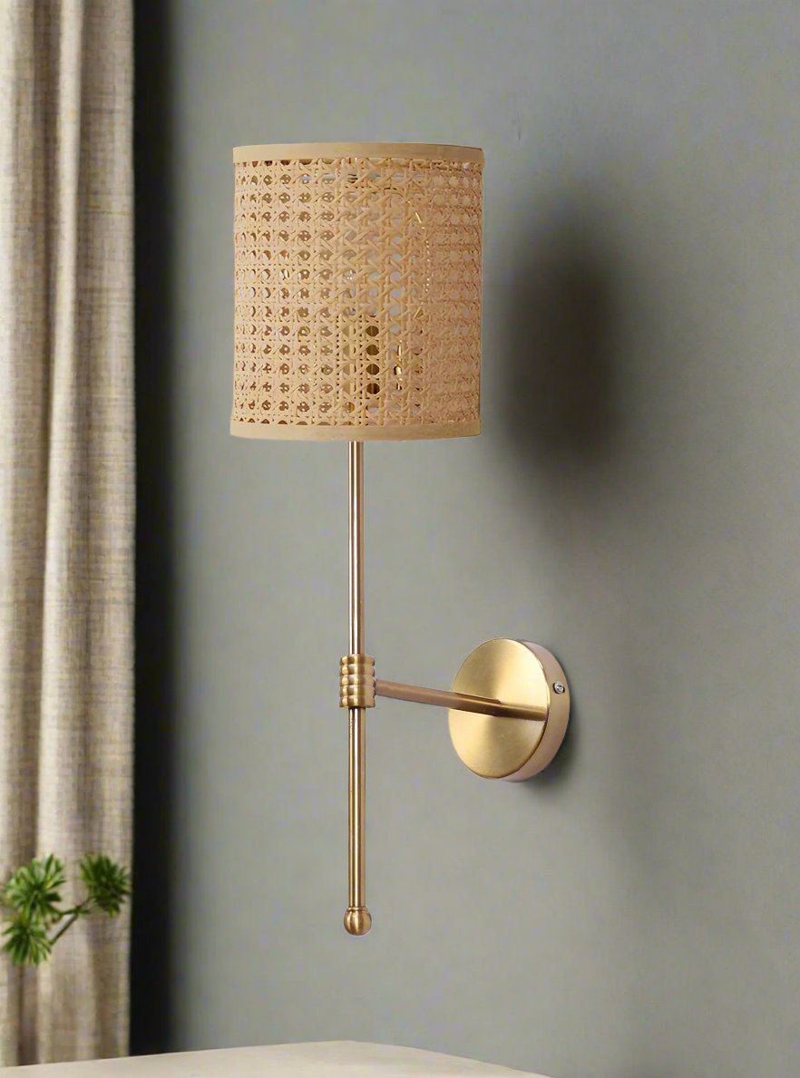 Rattan Wall Lamp For Living Room | Bamboo Wall Scone - Charvi - Akway Lighting > Wall Lamps & Sconces (Image 4)