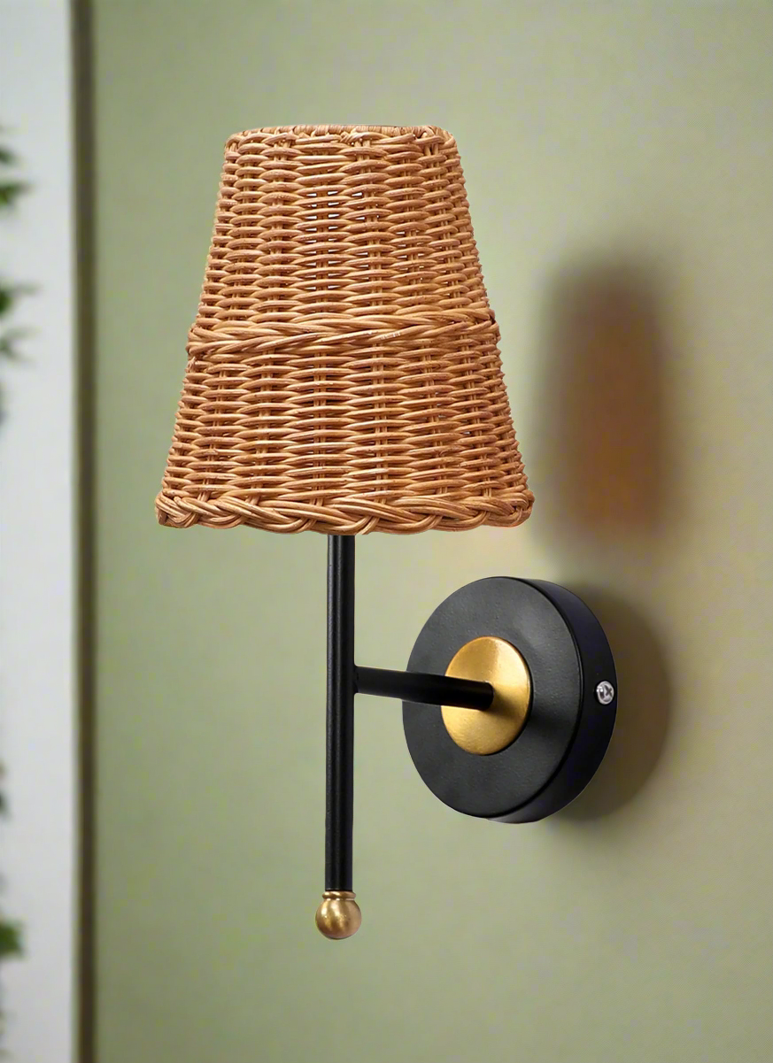 Bamboo Wall Lamp For Living Room | Rattan Wall Light - Geetika - Akway Lighting > Wall Lamps & Sconces (Image 1)