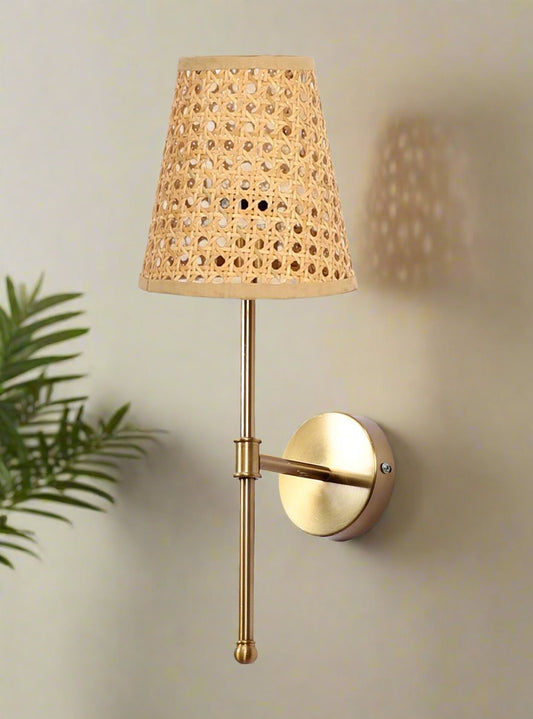 Bamboo Wall Lamp For Living Room | Cane Wall Light - Janaki - Akway Lighting > Wall Lamps & Sconces (Image 1)