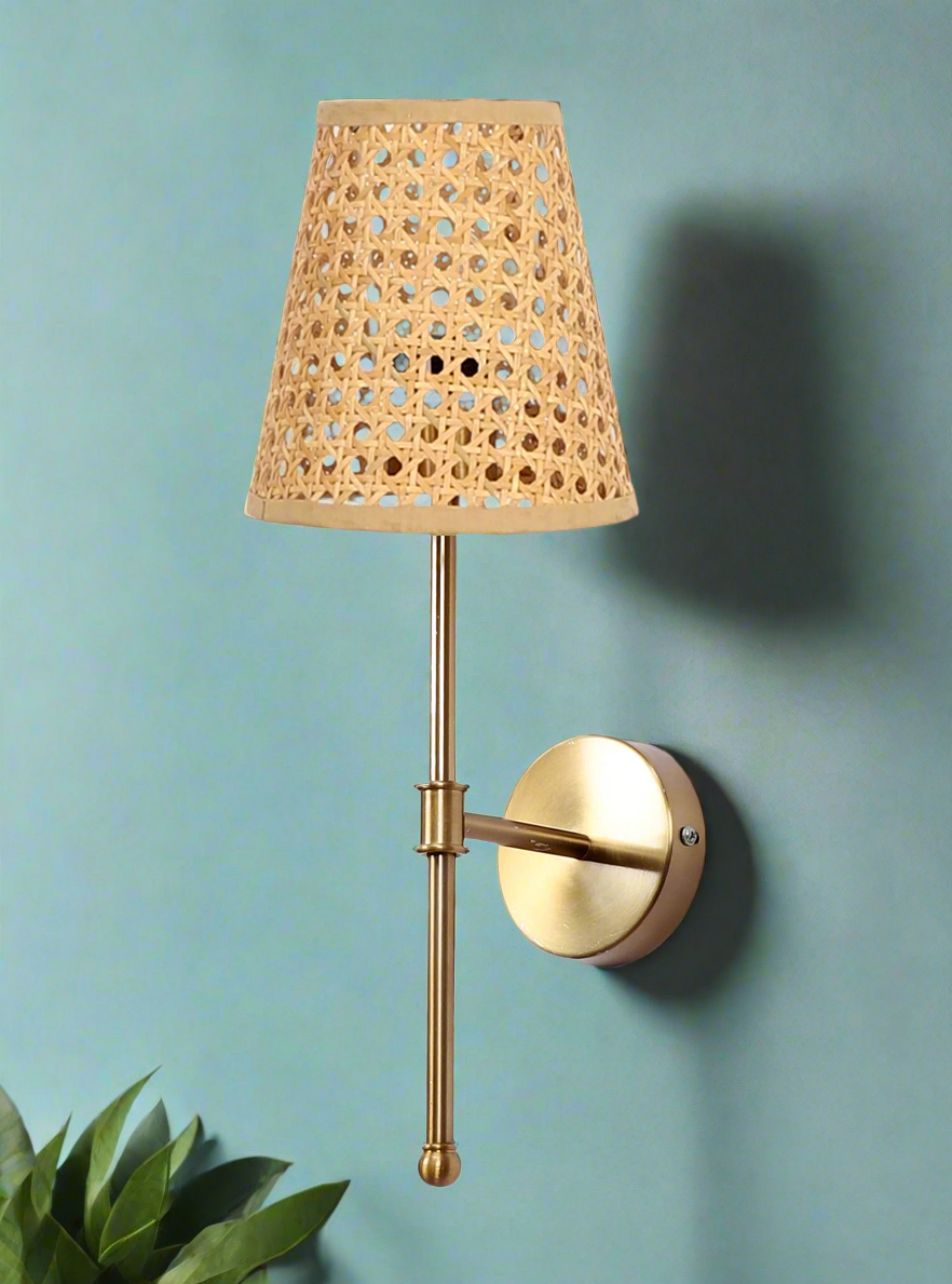 Bamboo Wall Lamp For Living Room | Cane Wall Light - Janaki - Akway Lighting > Wall Lamps & Sconces (Image 6)