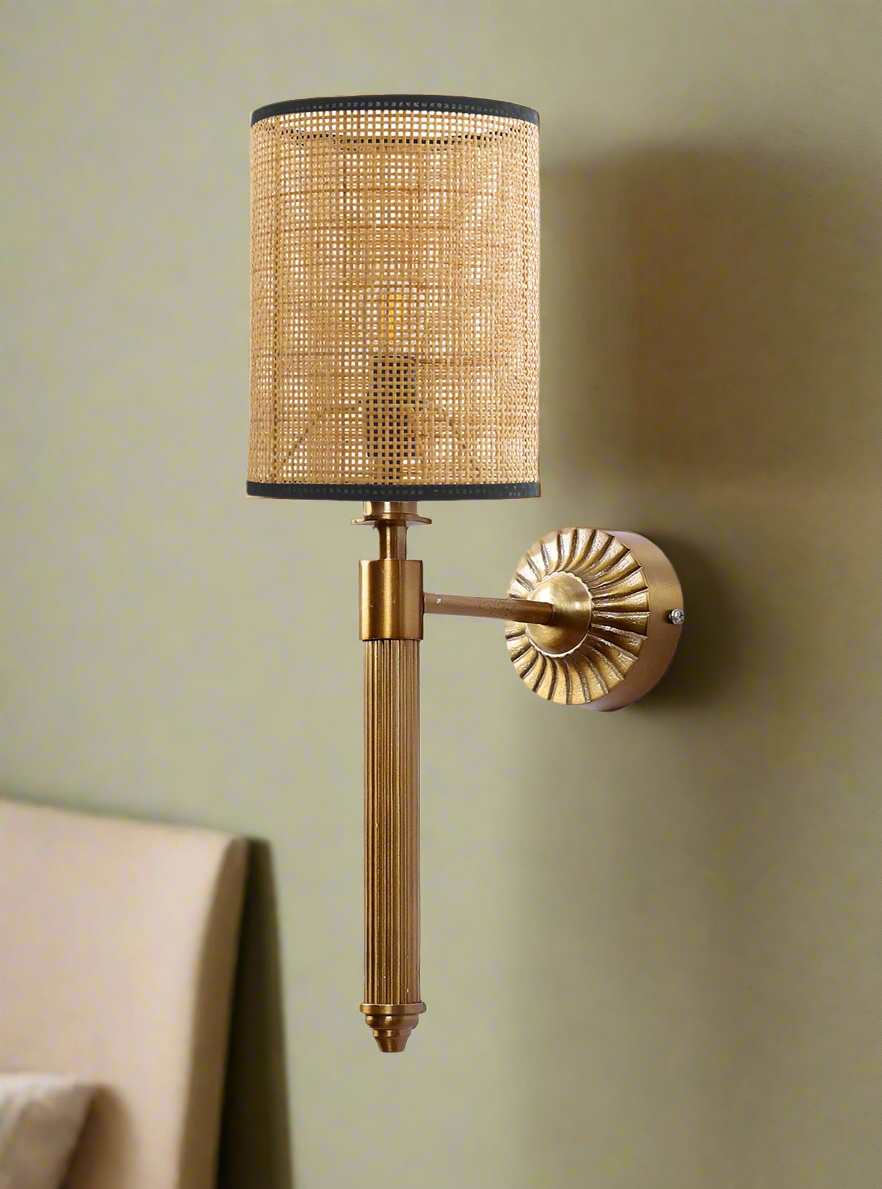 Bamboo Wall Lamp For Living Room | Rattan Wall Light - Alka - Akway Lighting > Wall Lamps & Sconces (Image 5)
