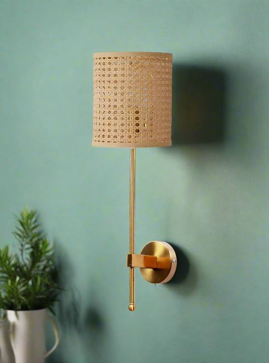 Rattan Wall Lamp For Living Room | Cane Wall Light - Damini - Akway Lighting > Wall Lamps & Sconces (Image 1)