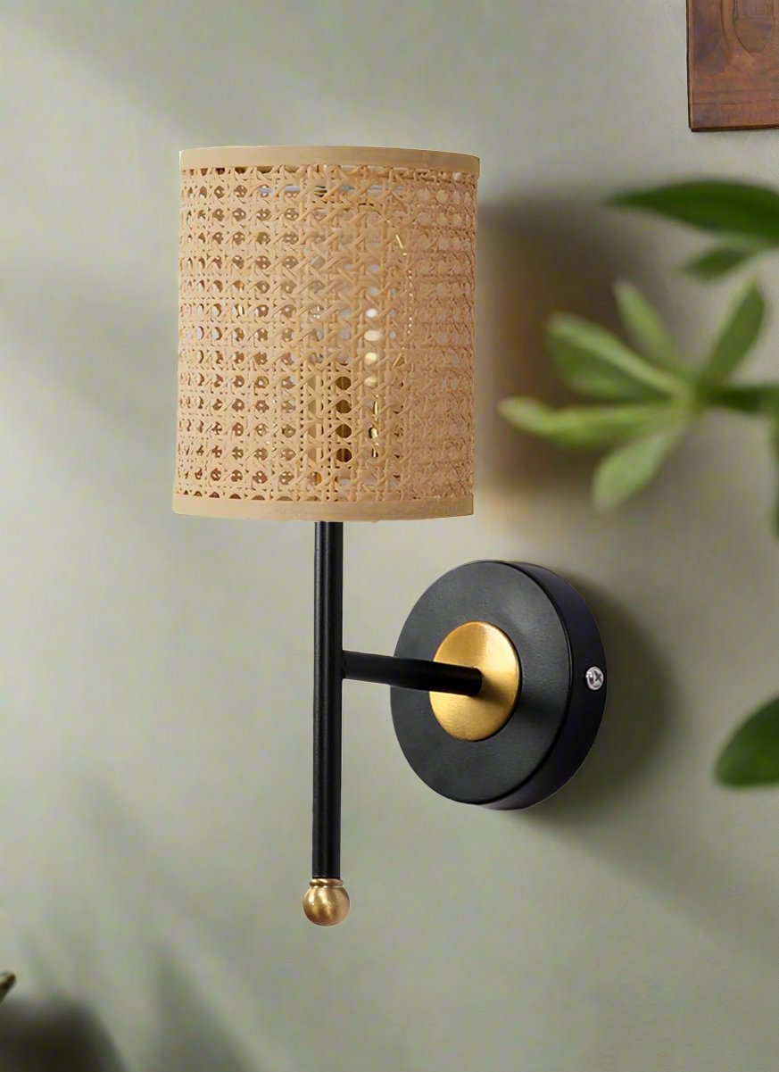 Rattan Wall Lamp For Living Room | Bamboo Wall Scone - Anusha - Akway Lighting > Wall Lamps & Sconces (Image 5)