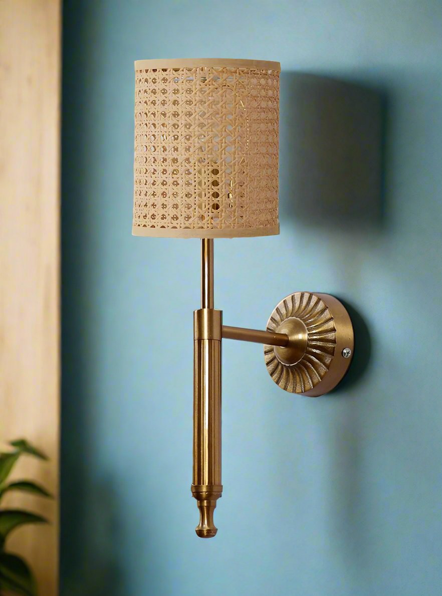 Cane Wall Lamp For Living Room | Bamboo Wall Light - Daksha - Akway Lighting > Wall Lamps & Sconces (Image 4)