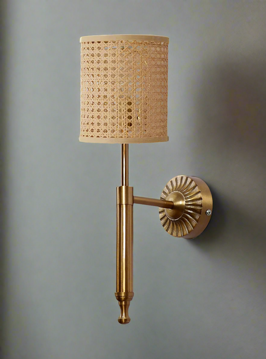 Cane Wall Lamp For Living Room | Bamboo Wall Light - Daksha - Akway Lighting > Wall Lamps & Sconces (Image 1)