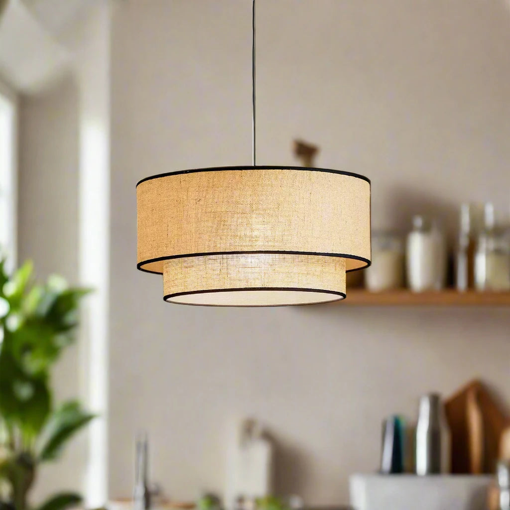 Jute Hanging Lamp for Living Room | Jute Pendant Lamp - Jeevika 12 Dia x 8 Height by Akway - Image 2