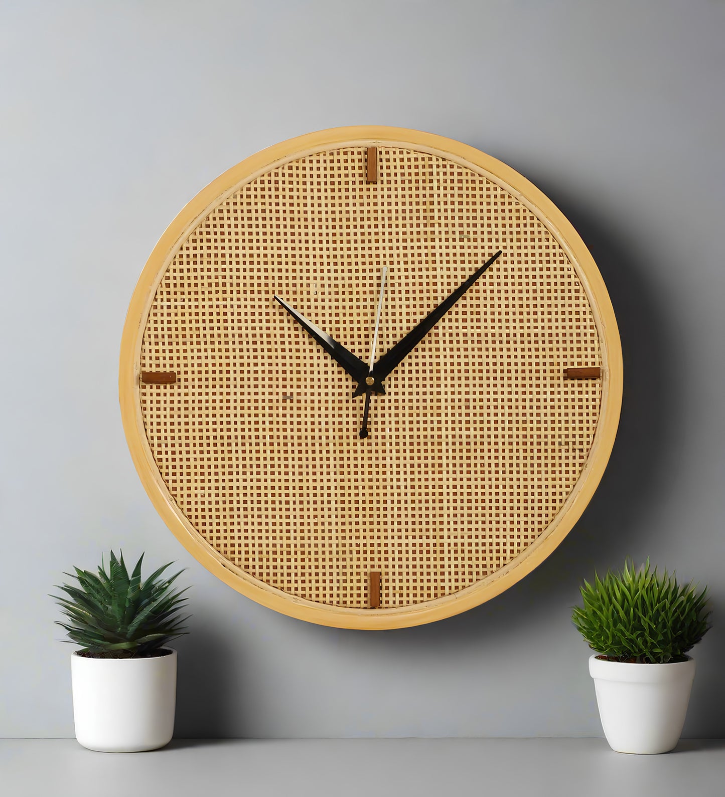 Rattan Wall Clock for Living Room Stylish - Handwoven Bamboo Clock for Home, Kitchen, Hall | Boho Decorative Round Wicker Wal